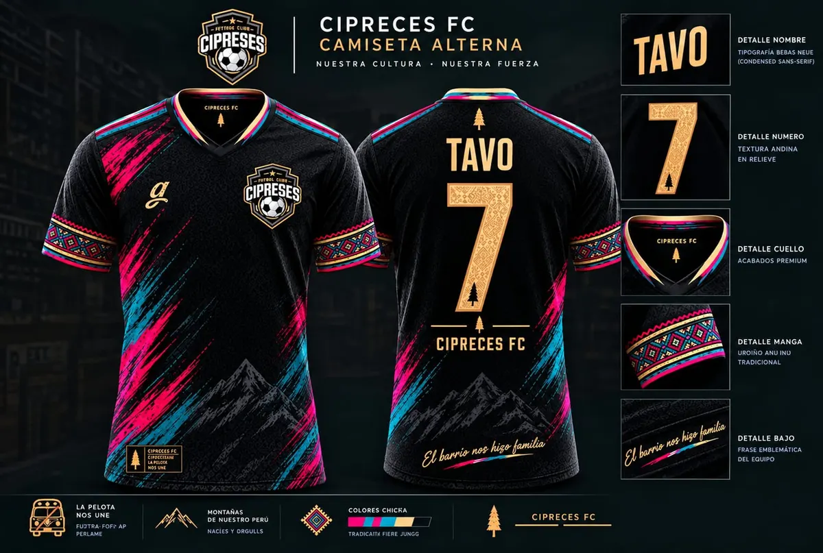 Diseño de la camiseta alterna de Cipreses F.C.